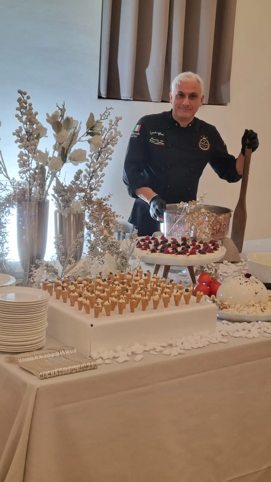 Postazione Mozzarella Show allestita per un matrimonio